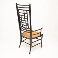 James Plucknett Attributed, probably for Collier & Plucknett. Exaggerated High Back Anglo-Japanese Ebonised Armchair - Thumbnail 20