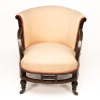 E. W. Godwin Attributed, an Anglo-Japanese White Circular Armchair with Fan Shaped Arms - Thumbnail 2