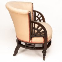 E. W. Godwin Attributed, Anglo-Japanese White Circular Armchair with Fan Shaped Arms - Thumbnail 4