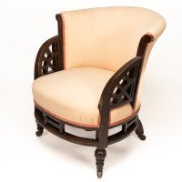 E. W. Godwin Attributed, Anglo-Japanese White Circular Armchair with Fan Shaped Arms - Thumbnail 3