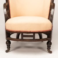 E. W. Godwin Attributed, an Anglo-Japanese White Circular Armchair with Fan Shaped Arms - Thumbnail 8
