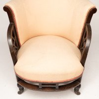 E. W. Godwin Attributed, Anglo-Japanese White Circular Armchair with Fan Shaped Arms - Thumbnail 7