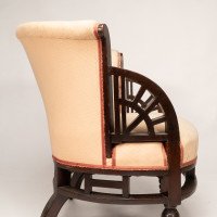 E. W. Godwin Attributed, an Anglo-Japanese White Circular Armchair with Fan Shaped Arms - Thumbnail 9