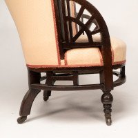 E. W. Godwin Attributed, an Anglo-Japanese White Circular Armchair with Fan Shaped Arms - Thumbnail 11