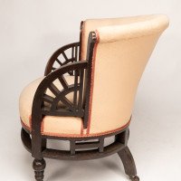 E. W. Godwin Attributed, an Anglo-Japanese White Circular Armchair with Fan Shaped Arms - Thumbnail 14