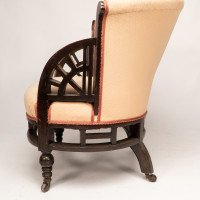 E. W. Godwin Attributed, Anglo-Japanese White Circular Armchair with Fan Shaped Arms - Thumbnail 13