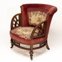 E. W. Godwin Attributed, Anglo-Japanese Circular Armchair with Fan Shaped Arms - Thumbnail 3