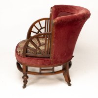 E. W. Godwin Attributed, Anglo-Japanese Circular Armchair with Fan Shaped Arms - Thumbnail 5
