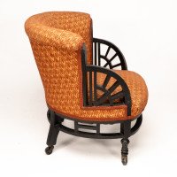 E. W. Godwin Attributed, Anglo-Japanese Circular Armchair with Fan Shaped Arms #3 - Thumbnail 4