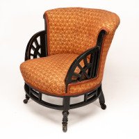E. W. Godwin Attributed, Anglo-Japanese Circular Armchair with Fan Shaped Arms #3 - Thumbnail 3