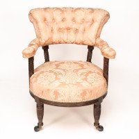 Bruce Talbert for Gillows. An Aesthetic Movement Rosewood Armchair with Pink Upholstery - Thumbnail 2