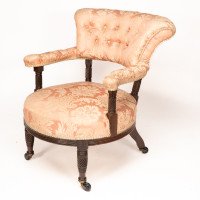 Bruce Talbert for Gillows. An Aesthetic Movement Rosewood Armchair with Pink Upholstery - Thumbnail 3