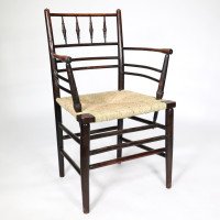 William Morris. A classic Sussex Arts and Crafts ebonized armchair from the Sussex range - Thumbnail 1