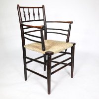 William Morris. A classic Sussex Arts and Crafts ebonized armchair from the Sussex range - Thumbnail 2