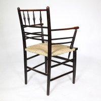 William Morris. A classic Sussex Arts and Crafts ebonized armchair from the Sussex range - Thumbnail 16