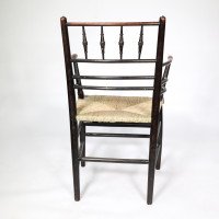 William Morris. A classic Sussex Arts and Crafts ebonized armchair from the Sussex range - Thumbnail 15