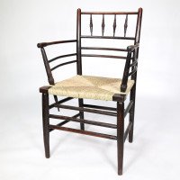 William Morris. A classic Sussex Arts and Crafts ebonized armchair from the Sussex range - Thumbnail 4