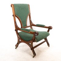 John Pollard Seddon (attributed). A Gothic Revival oak armchair with through pegged tenon joints - Thumbnail 1