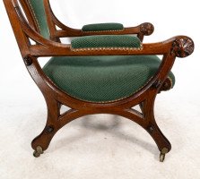 John Pollard Seddon Attributed, a Gothic Revival Oak Armchair with through pegged tenon joints - Thumbnail 6