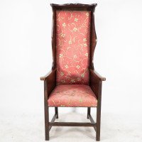 Heal's of London, attributed, Tall Arts & Crafts Oak Wing Back Armchair - Thumbnail 2