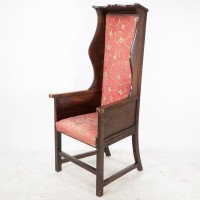 Heals of London, attributed. A Tall Arts & Crafts Oak Wing Back or Porter's Armchair - Thumbnail 3