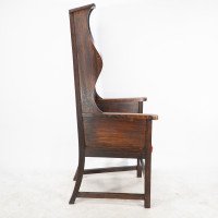 Heal's of London, attributed, Tall Arts & Crafts Oak Wing Back Armchair - Thumbnail 5