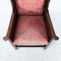 Heal's of London, attributed, Tall Arts & Crafts Oak Wing Back Armchair - Thumbnail 8
