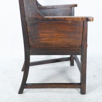 Heal's of London, attributed, Tall Arts & Crafts Oak Wing Back Armchair - Thumbnail 12