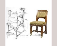 Bruce Talbert for Gillows. Two Rare Gothic Revival Oak Armchair in Blue Upholstery - Thumbnail 20