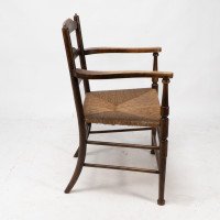 Morris & Co. Rare Arts & Crafts ladder back rush seat Armchair - Thumbnail 4