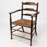 Morris & Co. Rare Arts & Crafts ladder back rush seat Armchair - Thumbnail 3