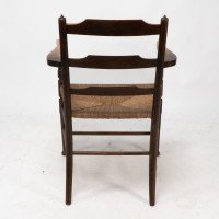Morris & Co. Rare Arts & Crafts ladder back rush seat Armchair - Thumbnail 7