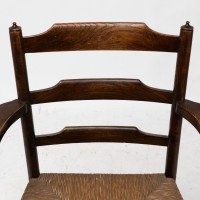 Morris & Co. Rare Arts & Crafts ladder back rush seat Armchair - Thumbnail 9
