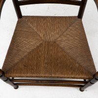 Morris & Co. Rare Arts & Crafts ladder back rush seat Armchair - Thumbnail 11