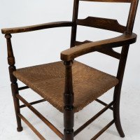 Morris & Co. Rare Arts & Crafts ladder back rush seat Armchair - Thumbnail 14