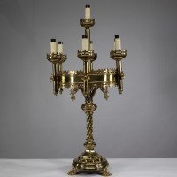 Gothic Revival c.1880 Brass Table Lamp in the Manner of A. W. N. Pugin - Thumbnail 3