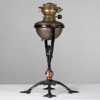W. A. S. Benson, Cast Iron Four-Leg Table Oil Lamp - Thumbnail 4