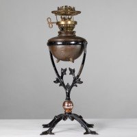 W. A. S. Benson, Cast Iron Four-Leg Table Oil Lamp - Thumbnail 6