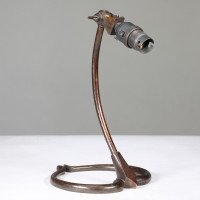 W. A. S. Benson, Arts & Crafts Brass Swan Table Light with Heart-Shaped Base - Thumbnail 2