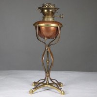 W. A. S. Benson, Copper and Brass Table Oil Lamp with Removable Font - Thumbnail 3