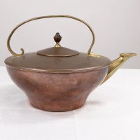 W. A. S. Benson, Arts & Crafts Copper and Brass Kettle with Hoop Handle - Thumbnail 4