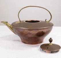 W. A. S. Benson, Arts & Crafts Copper and Brass Kettle with Hoop Handle - Thumbnail 8