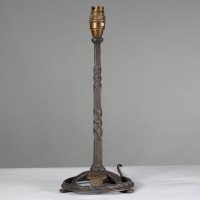Arts & Crafts Pair of Hand Wrought and Twisted Iron Table Lamps (c.1900) - Thumbnail 6