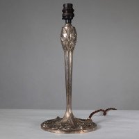 Pair of Arts & Crafts Silver-Plated Table Lamps with Stylised Floral Relief - Thumbnail 8