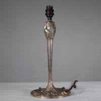 Pair of Arts & Crafts Silver-Plated Table Lamps with Stylised Floral Relief - Thumbnail 7