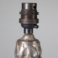 Pair of Arts & Crafts Silver-Plated Table Lamps with Stylised Floral Relief - Thumbnail 11