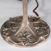 Pair of Arts & Crafts Silver-Plated Table Lamps with Stylised Floral Relief - Thumbnail 14
