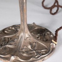 Pair of Arts & Crafts Silver-Plated Table Lamps with Stylised Floral Relief - Thumbnail 15