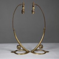 WAS Benson. An original pair of Brass Swan Table Lights. - Thumbnail 2