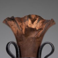 Arts & Crafts Copper & Hand Wrought Iron Conical Flower Vase - Thumbnail 10